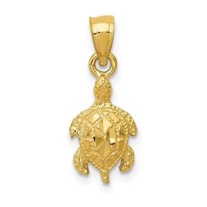 14k Yellow Gold Mini Turtle Necklace Charm Pendant